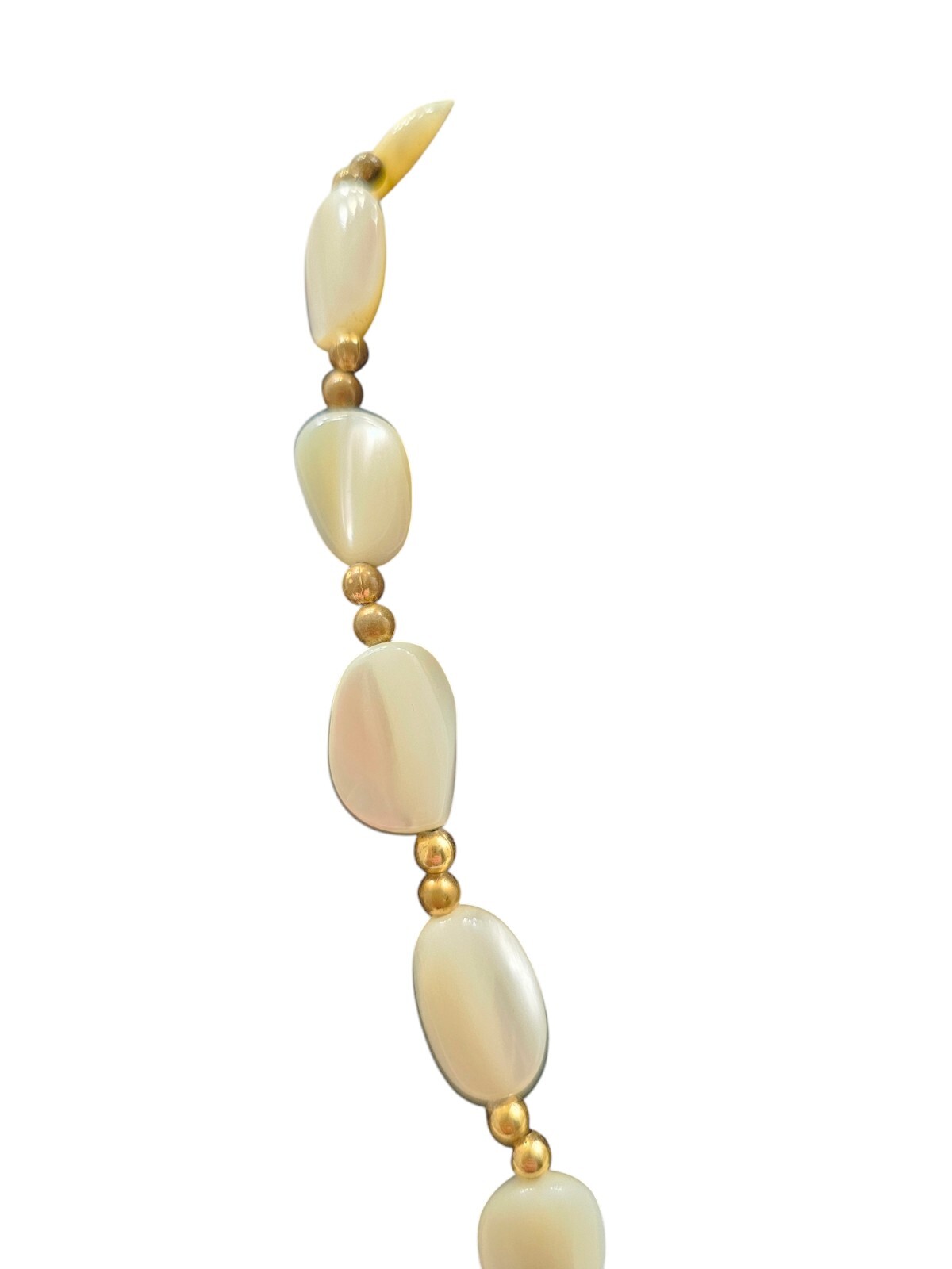 Vintage Iridescent Mother of Pearl Stone Necklace with Barrel Closure
