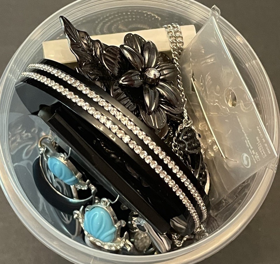 Mystery Jewelry Jar BOLD CHUNKY Curated Black Silver All Wearable Glam Runway