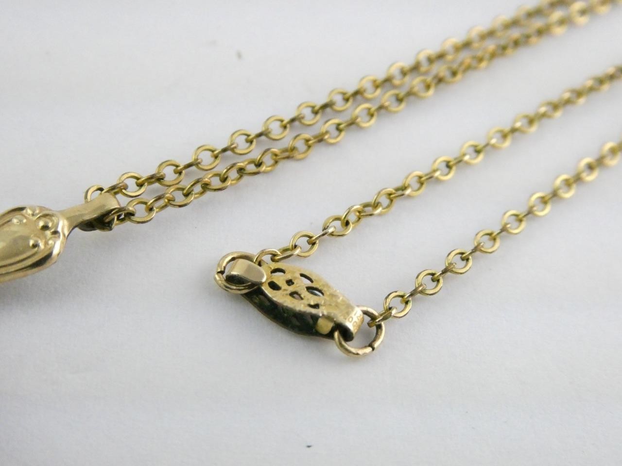 Vintage 1/20th 12k Gold Fill Chain Necklace Mother of Pearl Shell Locket Pendant