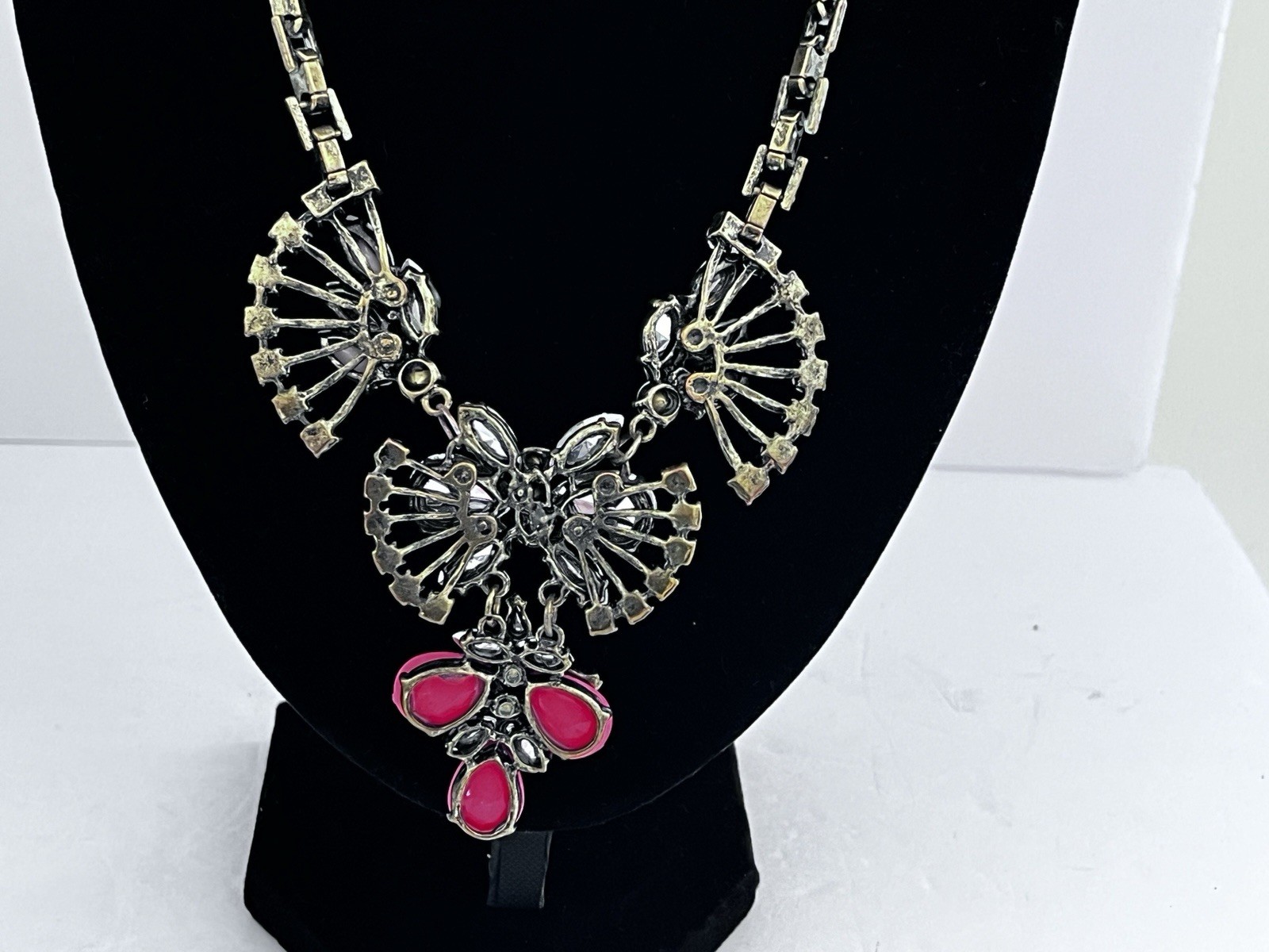 2 Statement Necklaces 1950s Style 1 Blue Stones 1 Pink Stones VINTAGE