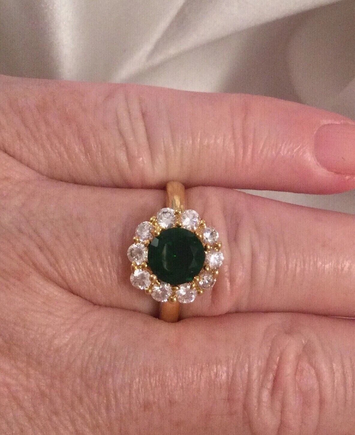 3.2Ct Art Deco Style Lab Created Emerald Women’s Anniversary 14K Gold FN Ring