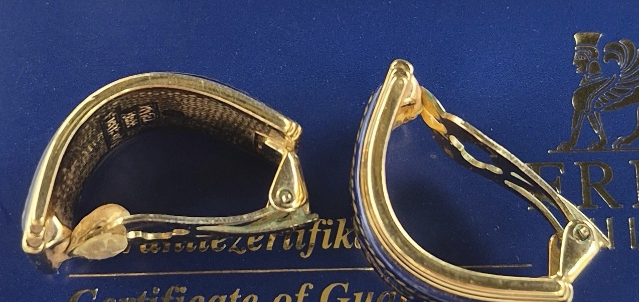 Rare Vintage Maritime 24k Gold Plated Frey Wille Clip Earrings