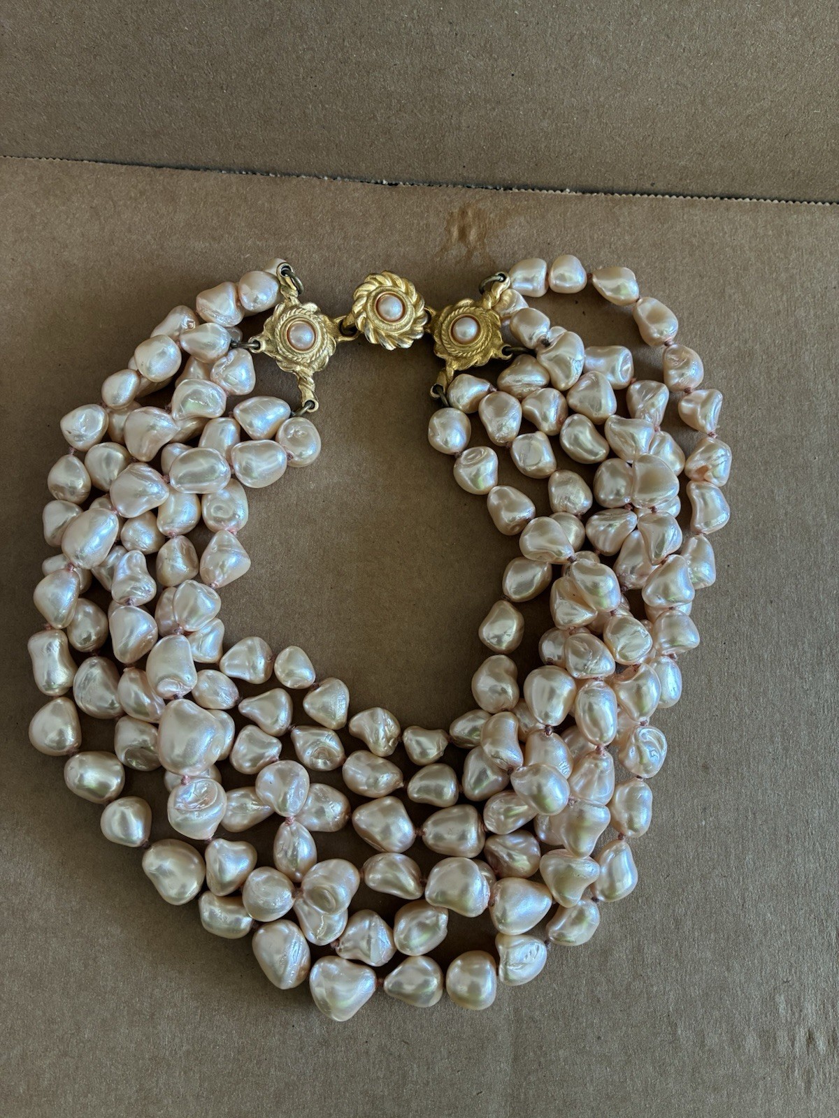 JOSE & MARIA BARRERA 24k Gold Plated Baroque pearl NECKLACE
