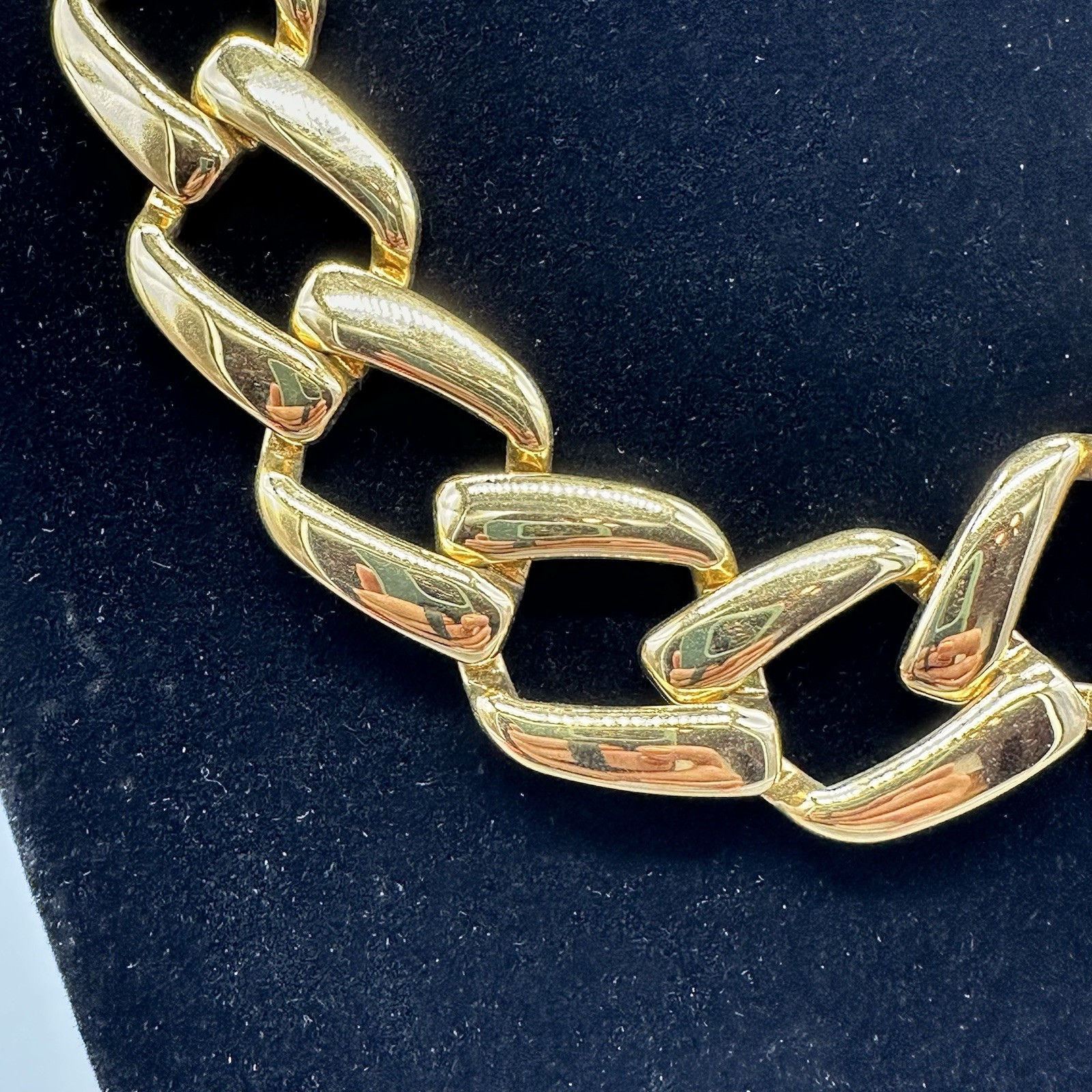 Vintage Napier Gold Tone Chain Link Statement Necklace Choker 16”