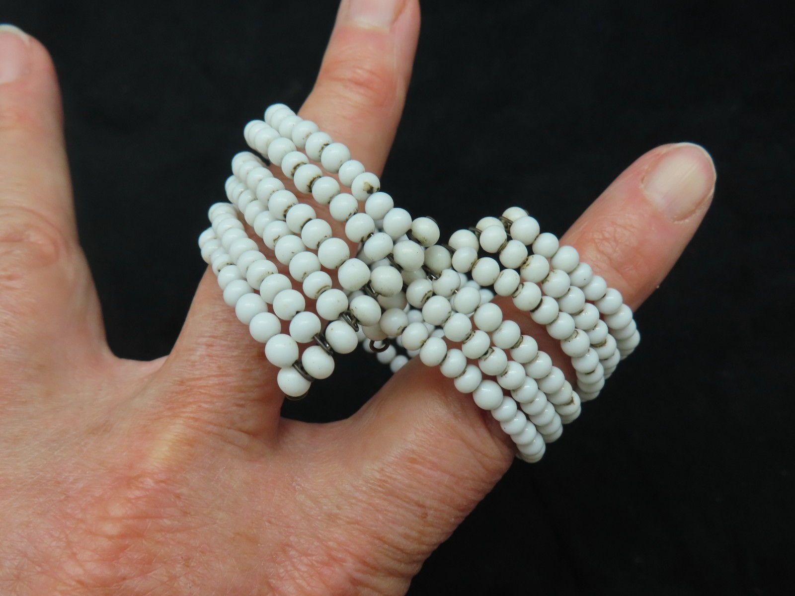 Vintage 1950’s All Glass White Wrap Bracelet