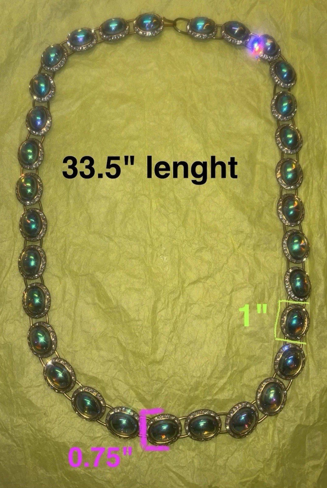 Vintage Peacock Iridescent Gripoux Cabochon AB Necklace ~ Stunning ~ Oil Slick