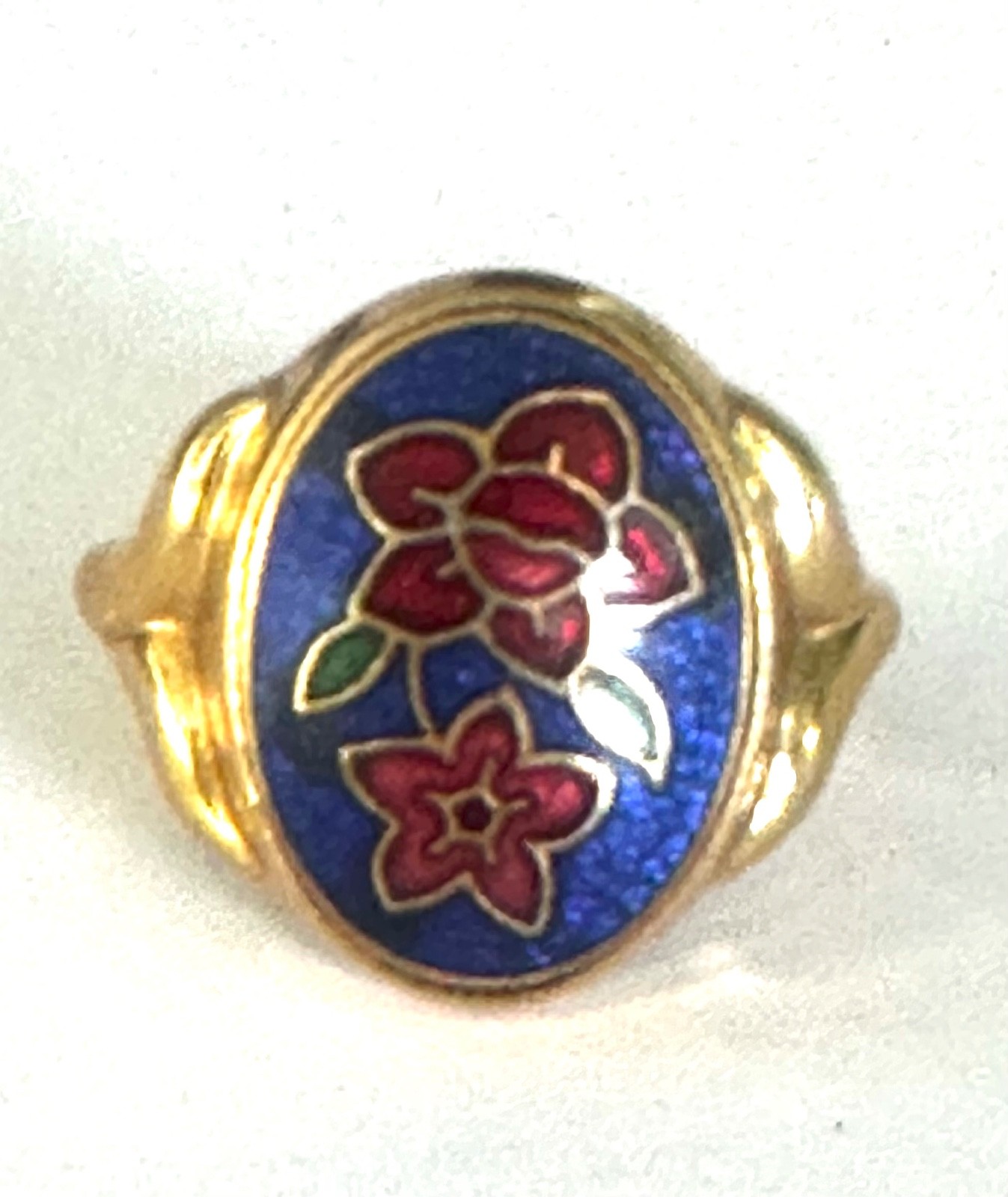 Vintage Avon Cloisonne Flower Gold Tone Ring