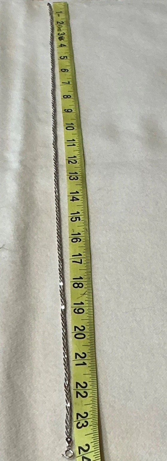 Sterling Silver ITALY 4mm Braided Herringbone Chain 24″ Necklace – 9.71g
