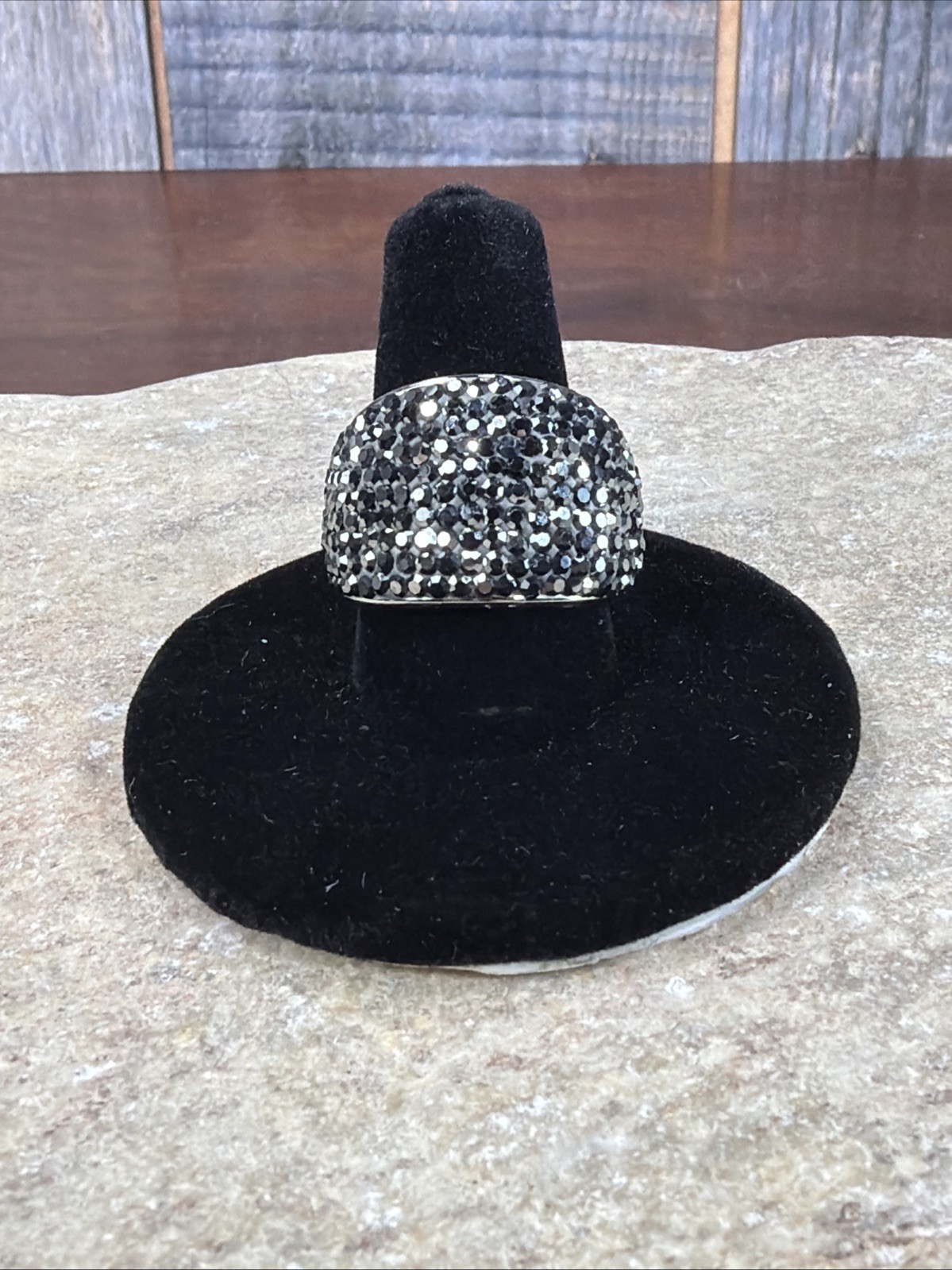Stainless Steel – JCM JACMEL MAURITIUS gray Crystal Pave Cocktail Ring Size 6
