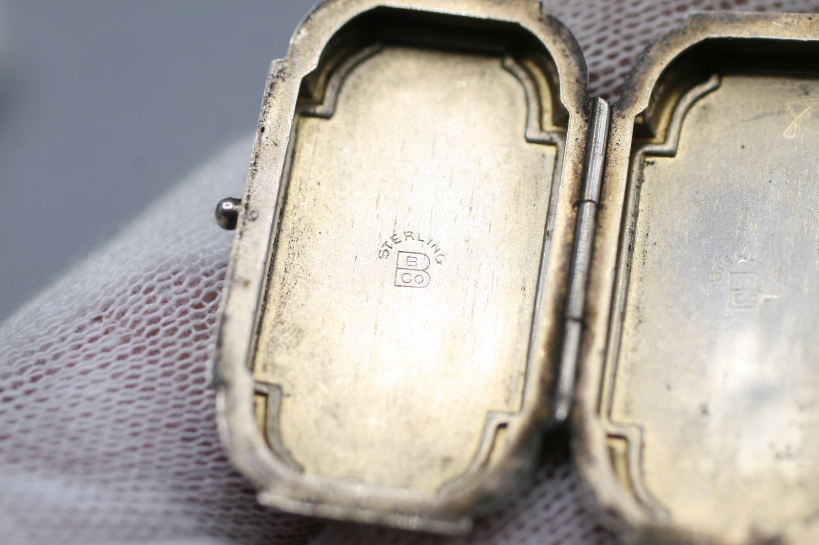 ORIGINAL Antique Deco STERLING SILVER 925 Pendant Vintage Lozenge Locket R10