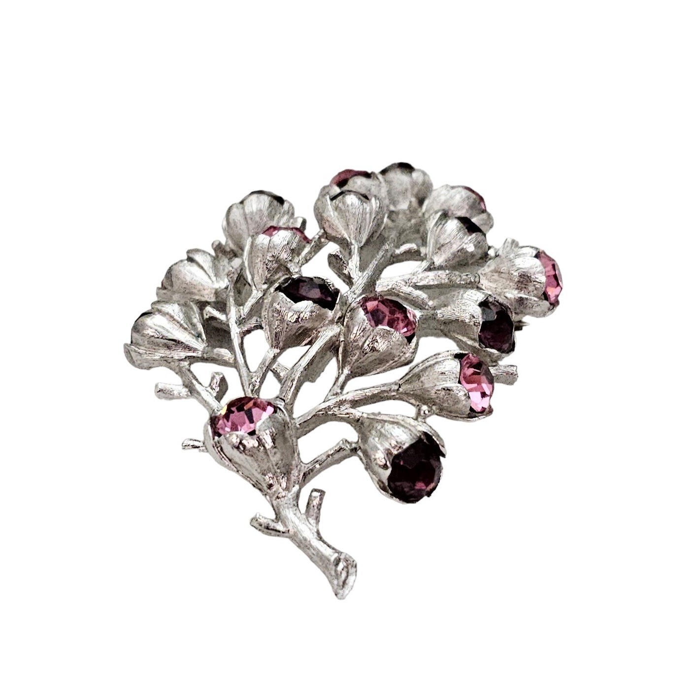 Sarah Coventry Pink Purple Rhinestone Wisteria Brooch, Signed L415
