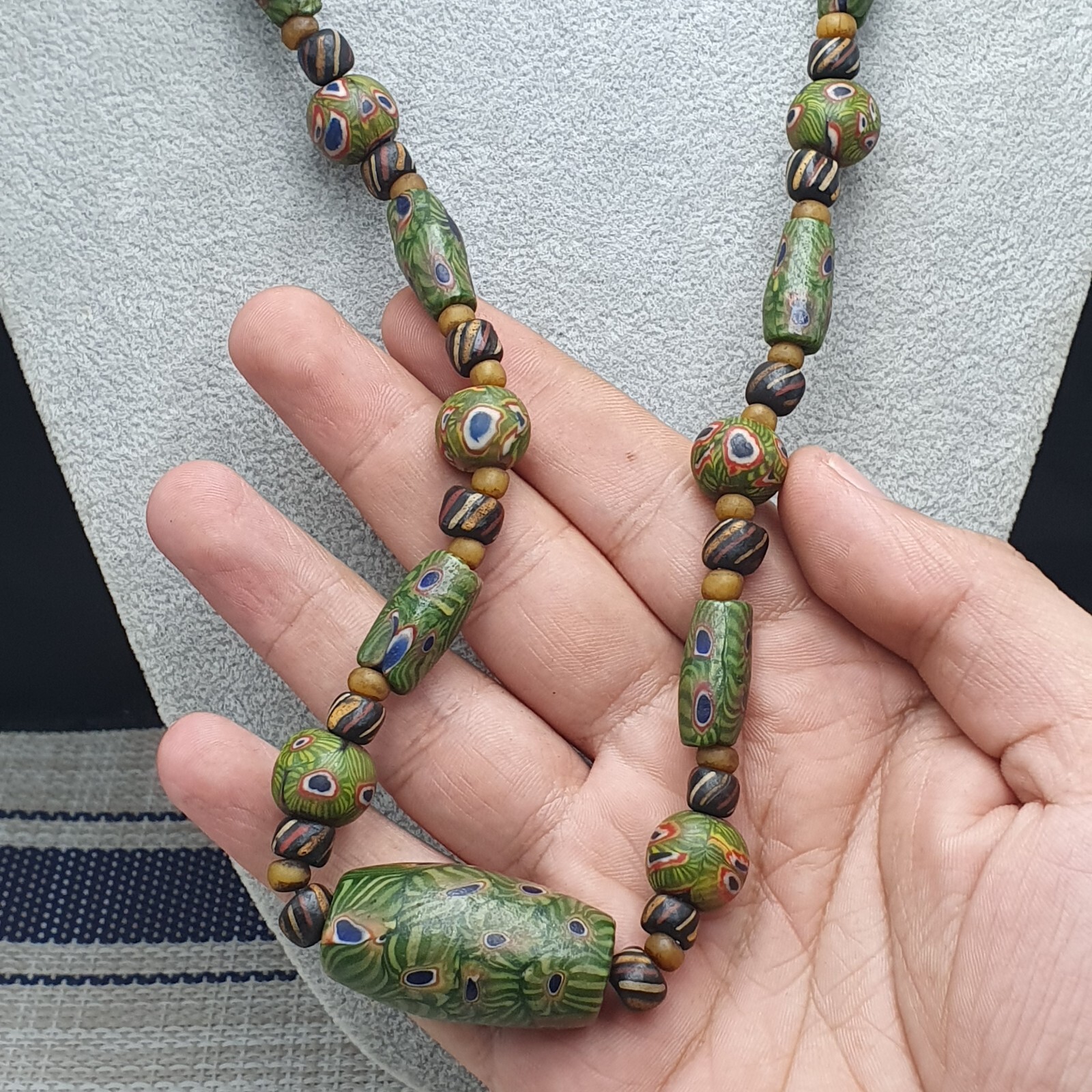 Vintage African Style Gabri Eyes Glass Beaded Necklace