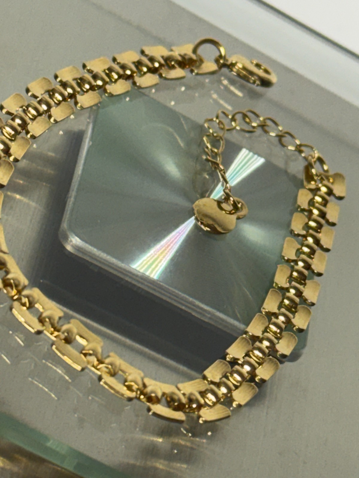 Mayamar Vintage Box Link Bracelet 7″ +1.5″ Extender Yellow Gold Plated MM-00781