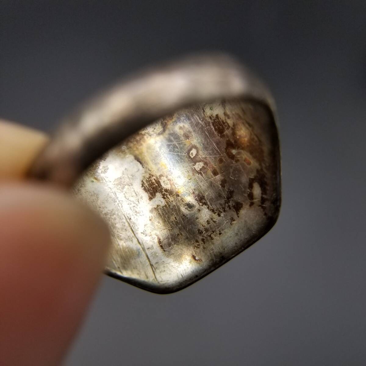 Simple No Monogram Art Deco 925 Silver Vintage Signet Ring Square