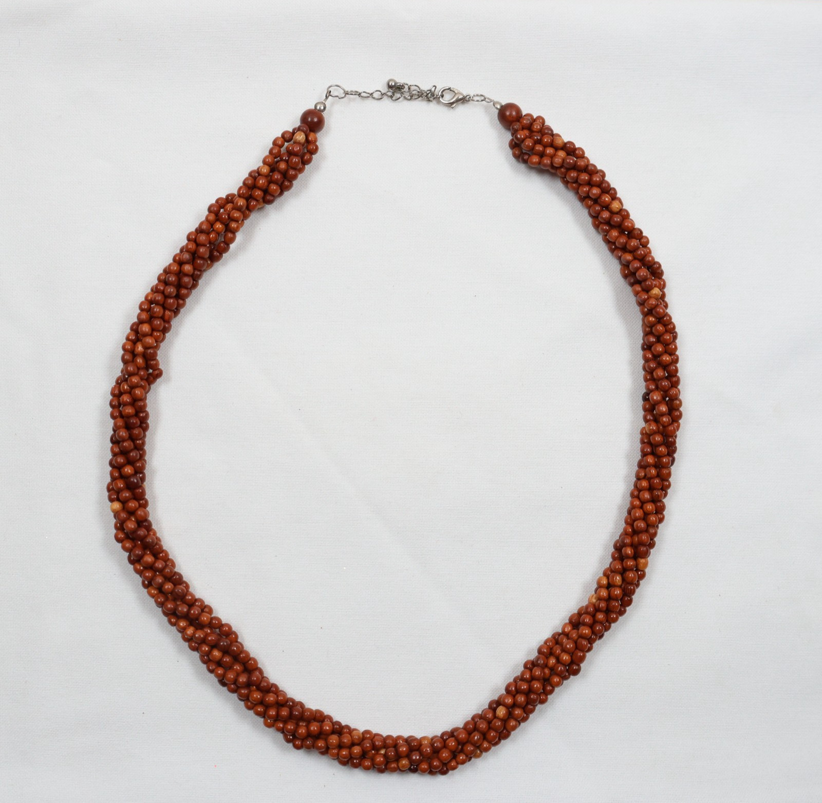 Hawaiian Koa 6-Strand Twisted Beaded Necklace (j4)