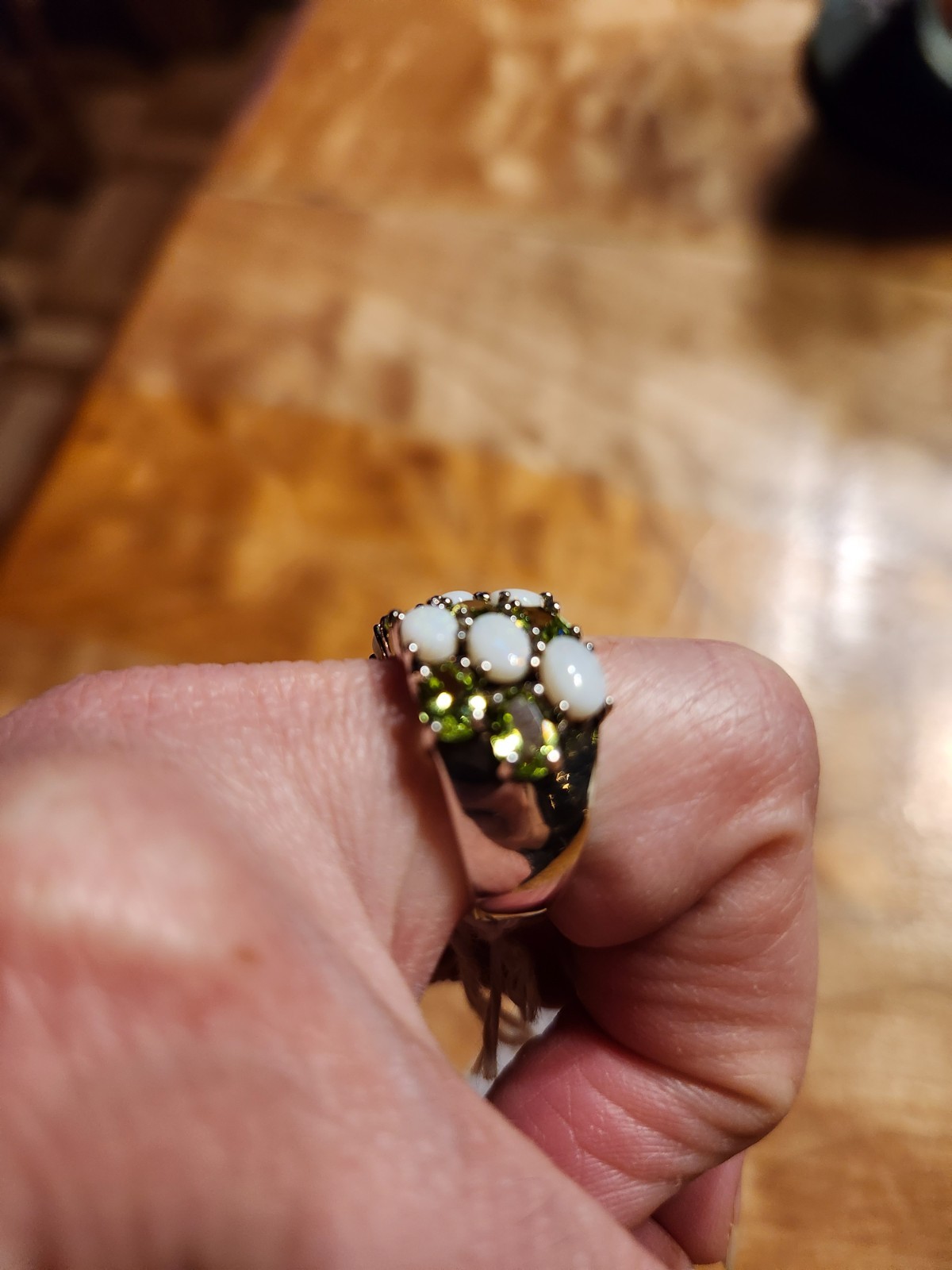 Peridot and Opal Ring Size 8 – .925 Sterling Silver