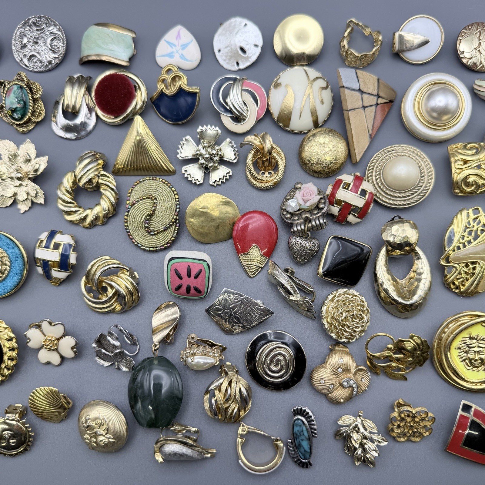 Vintage Single Clip On Earring Lot Mixed Metal Variety Repair Repurpose Craft
