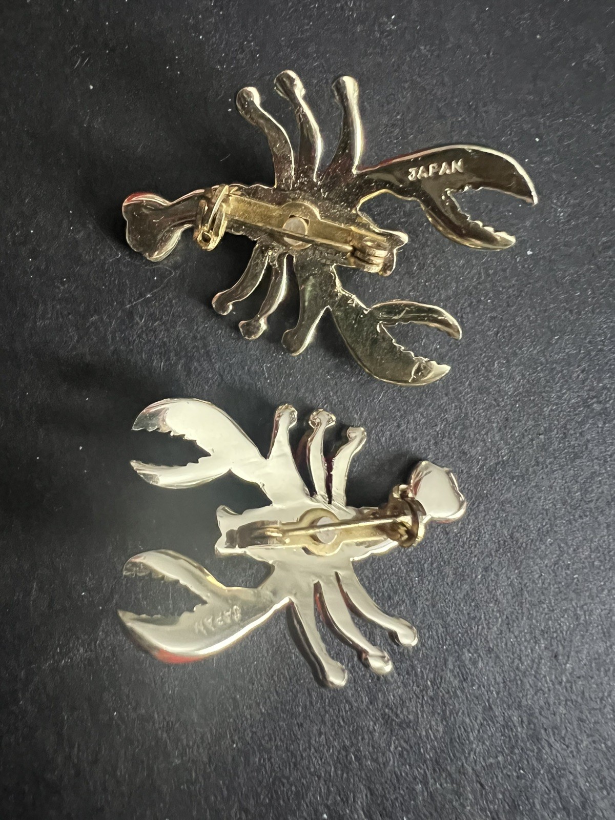 Two Lobster Antique Faux Pearl Vintage Broach Pins Japan