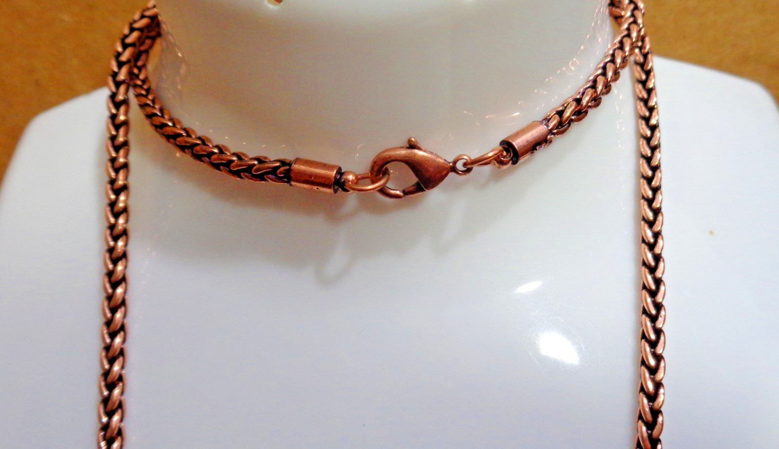 Vintage Solid Copper Renoir 3 Triple Leaf Brooch/Pendant w/24″ Fox Tail Chain
