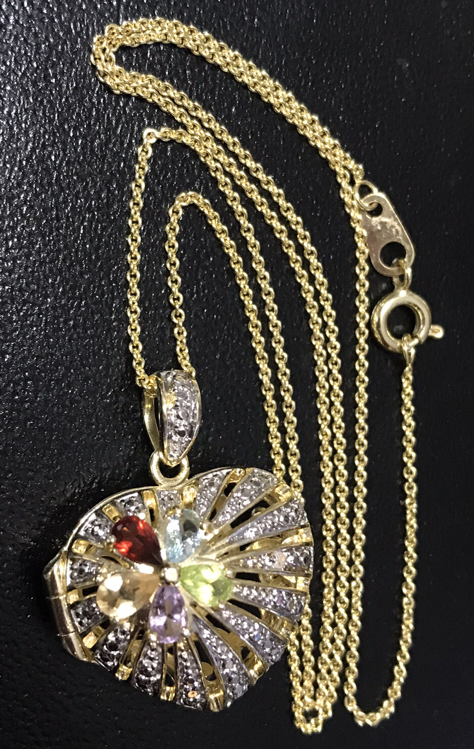 Sterling Silver 925 Gold Vermeil Heart Locket 18” Necklace