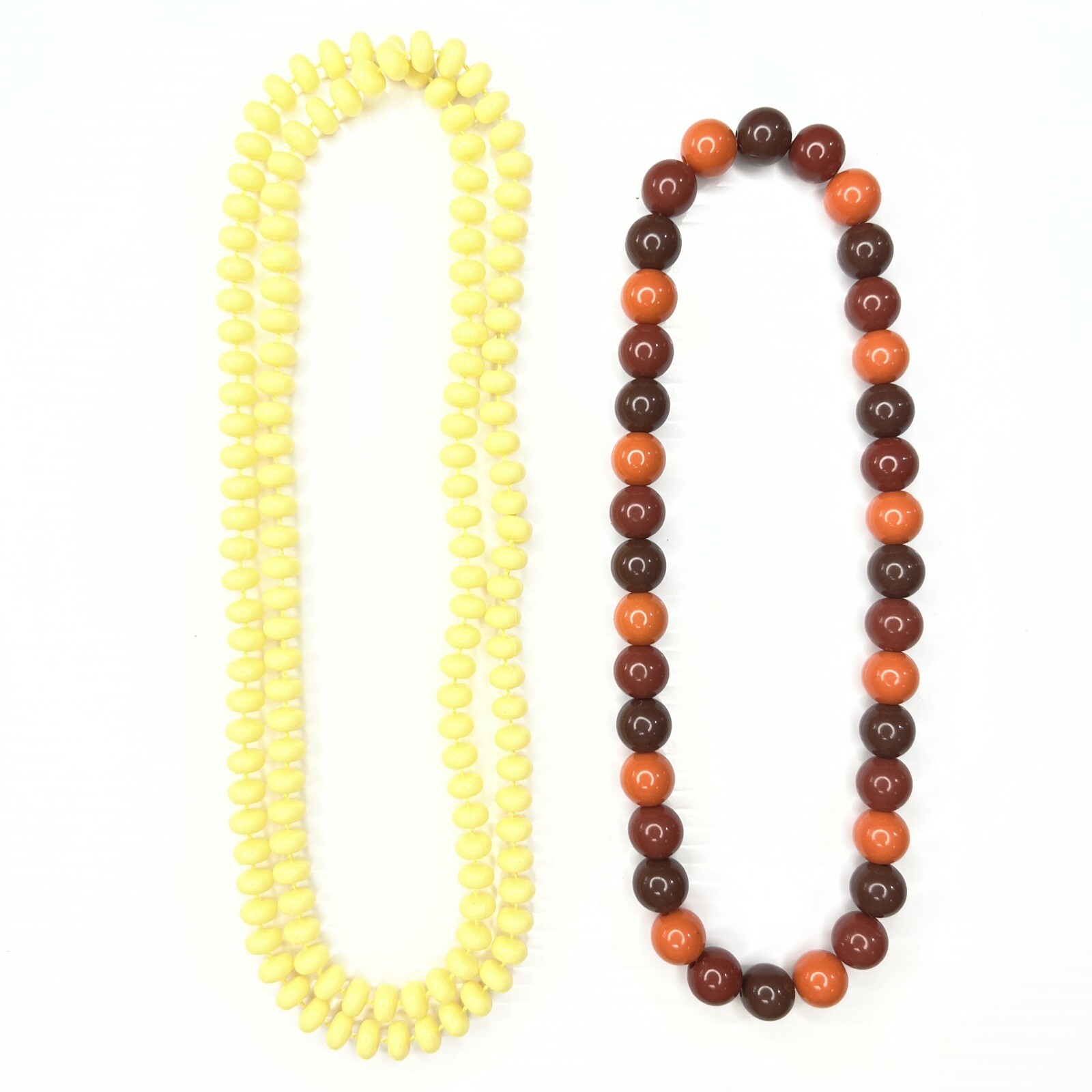 H3 Lot Yellow Orange Brown 70s Resin Acrylic Beaded Boho Hippie retro necklaces
