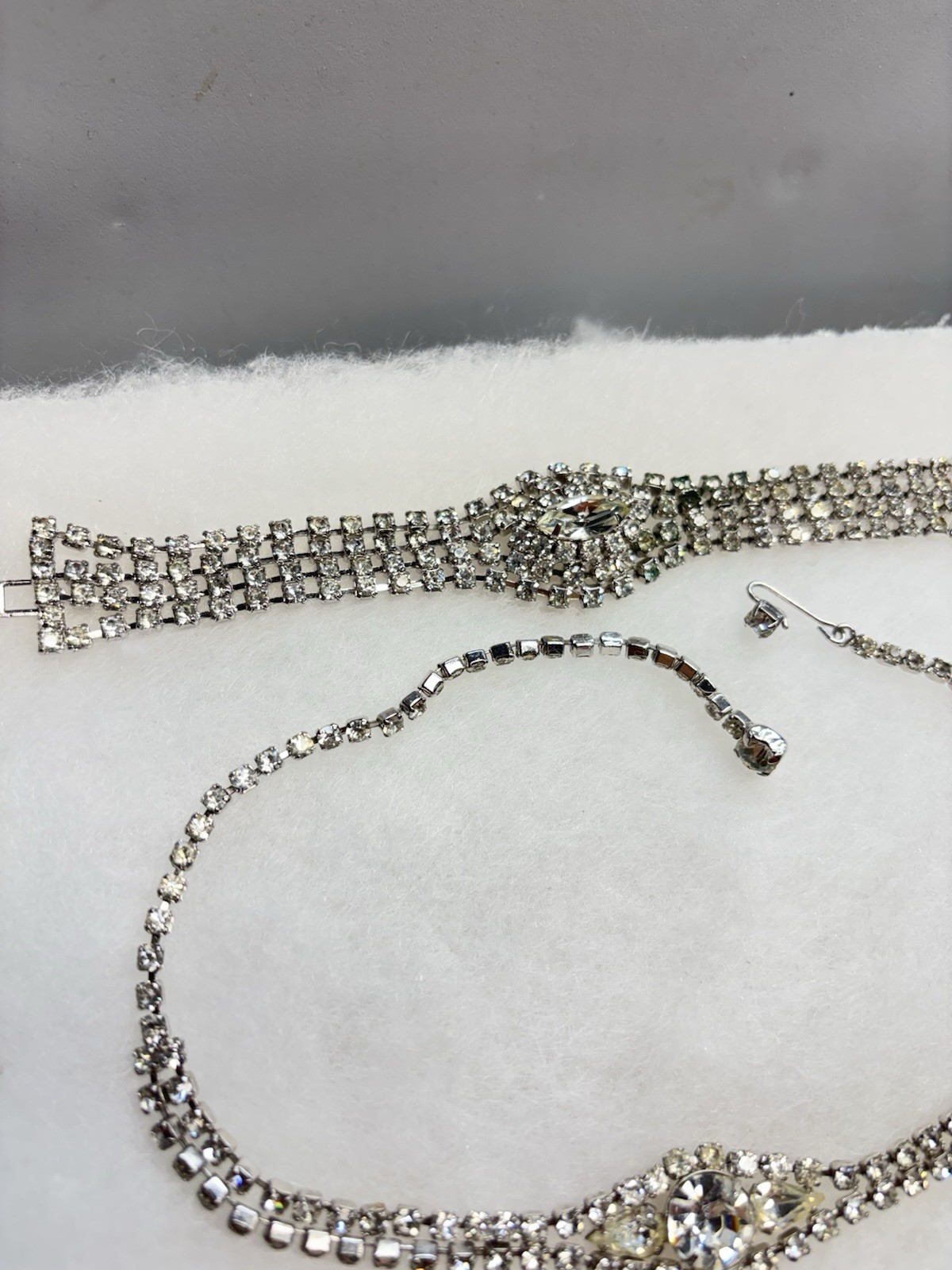 Vtg Clear Rhinestone Bling Lot. 3 -Choker Style Necklaces, 1- Bracelet.