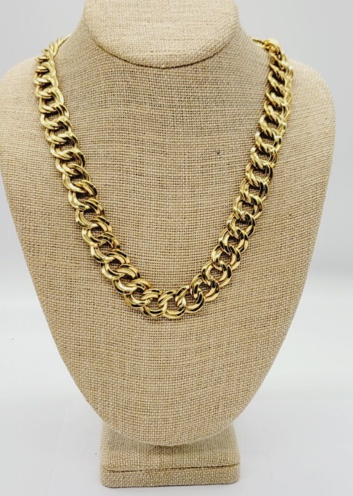 MONET Necklace Double Loop Gold Tone Chain Vintage 1980’s Style 21 in