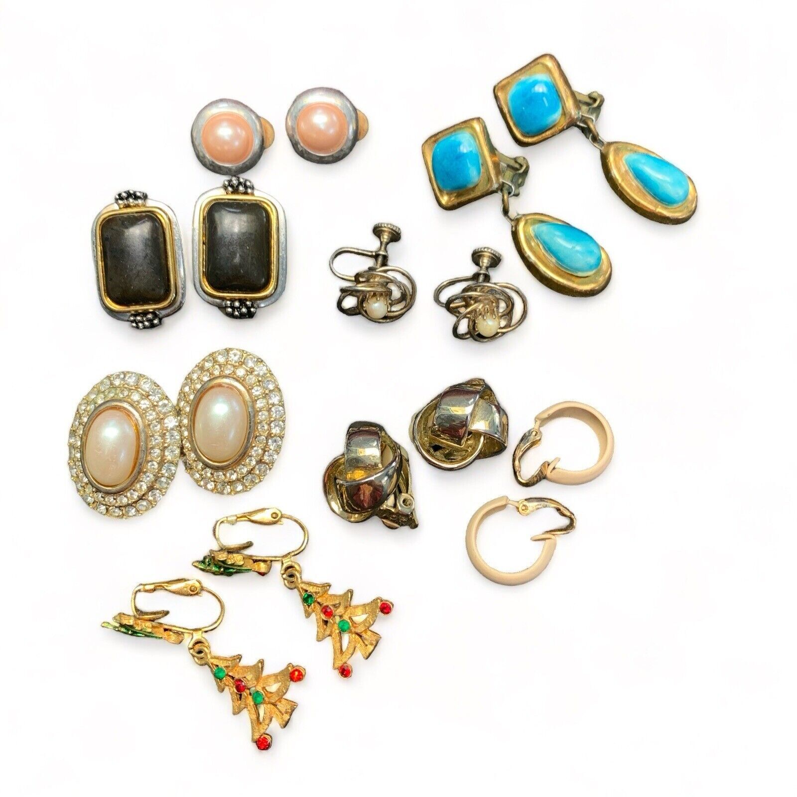 Wearable Vintage Clip Earring Lot Assorted 8 Pairs As Shown