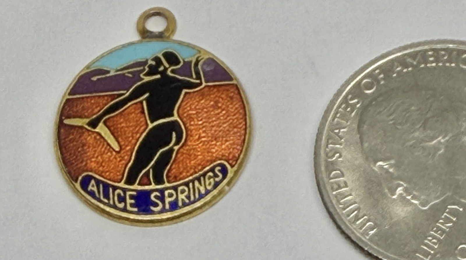 Vintage Alice Springs Aboriginal Man Australia Goldtone Bracelet Charm Pendant