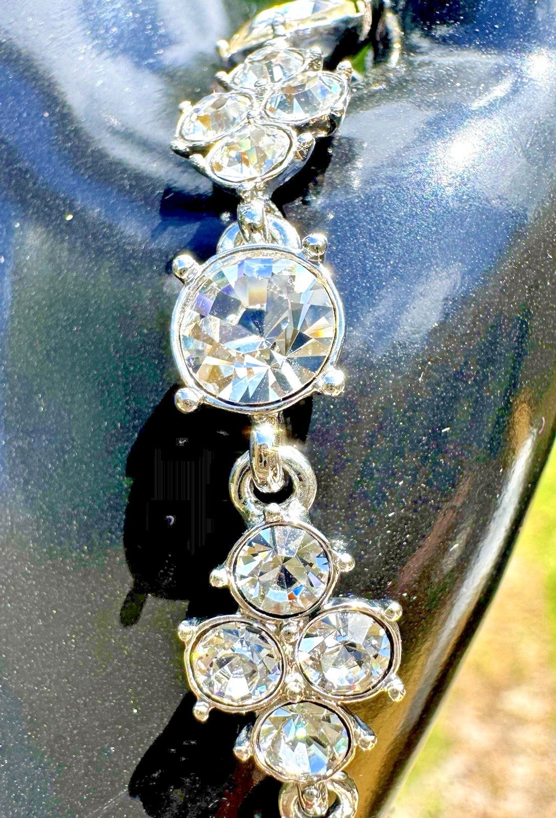 Givenchy Crystal Rhinestone Bracelet Clear Champagne Silver Tone Signed