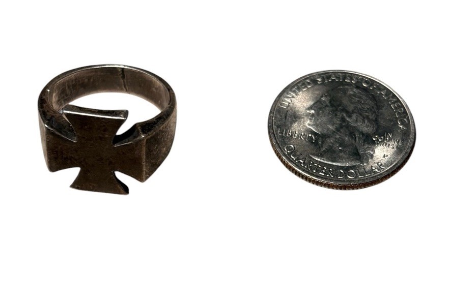 Vintage Iron Cross Sterling Silver 925 Biker Ring Size 7.75