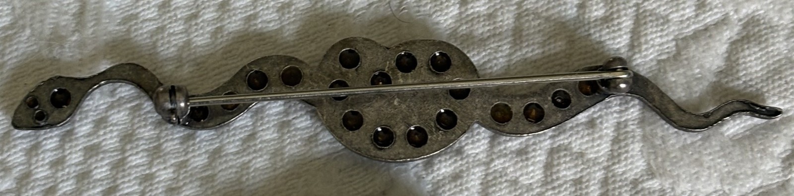 VINTAGE STERLING AND SILVER SNAKE BROOCHES (2) W/TURQUOISE AND ONE W/RHINESTONES