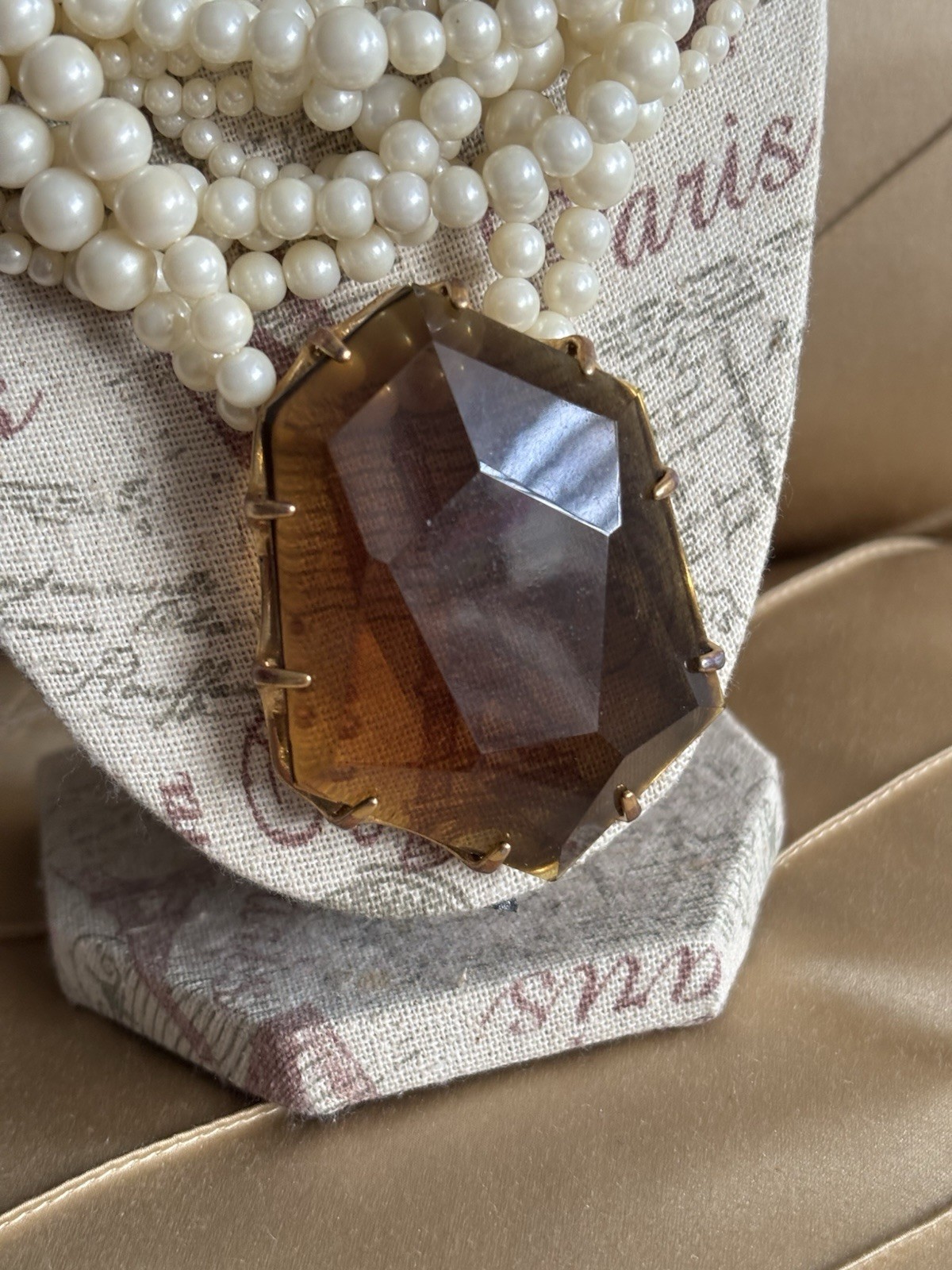 Vintage Pearl And Amber Costume Jewelry By Chico’s Excellent Statement