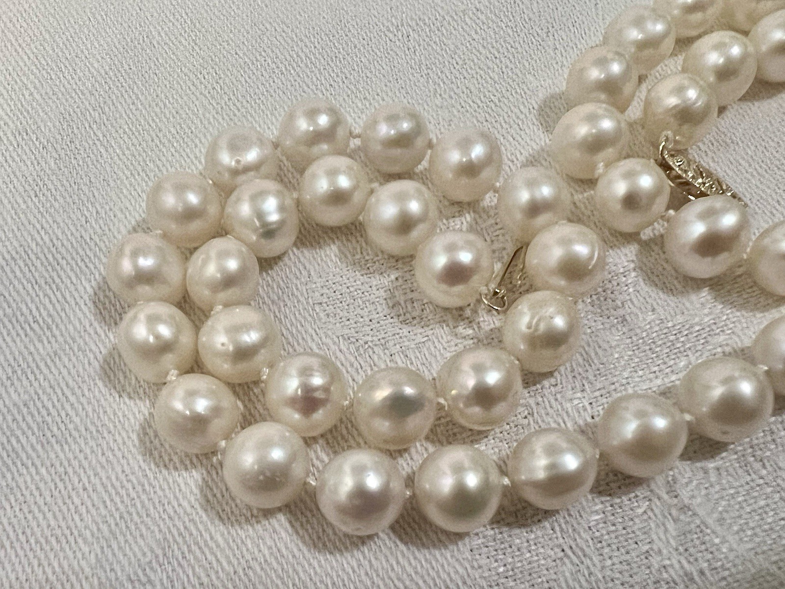 Princess Length White 18” Cultured FW Pearl Necklace 14k Gold clasp 7-8mm
