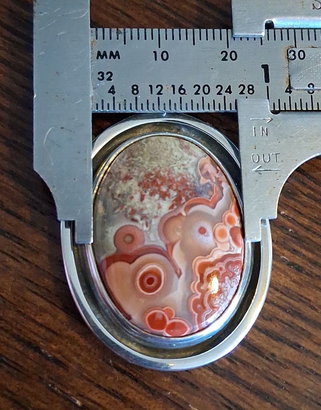 Vintage Sterling Crazy Lace Agate Pendant 19grams See Pics/Description