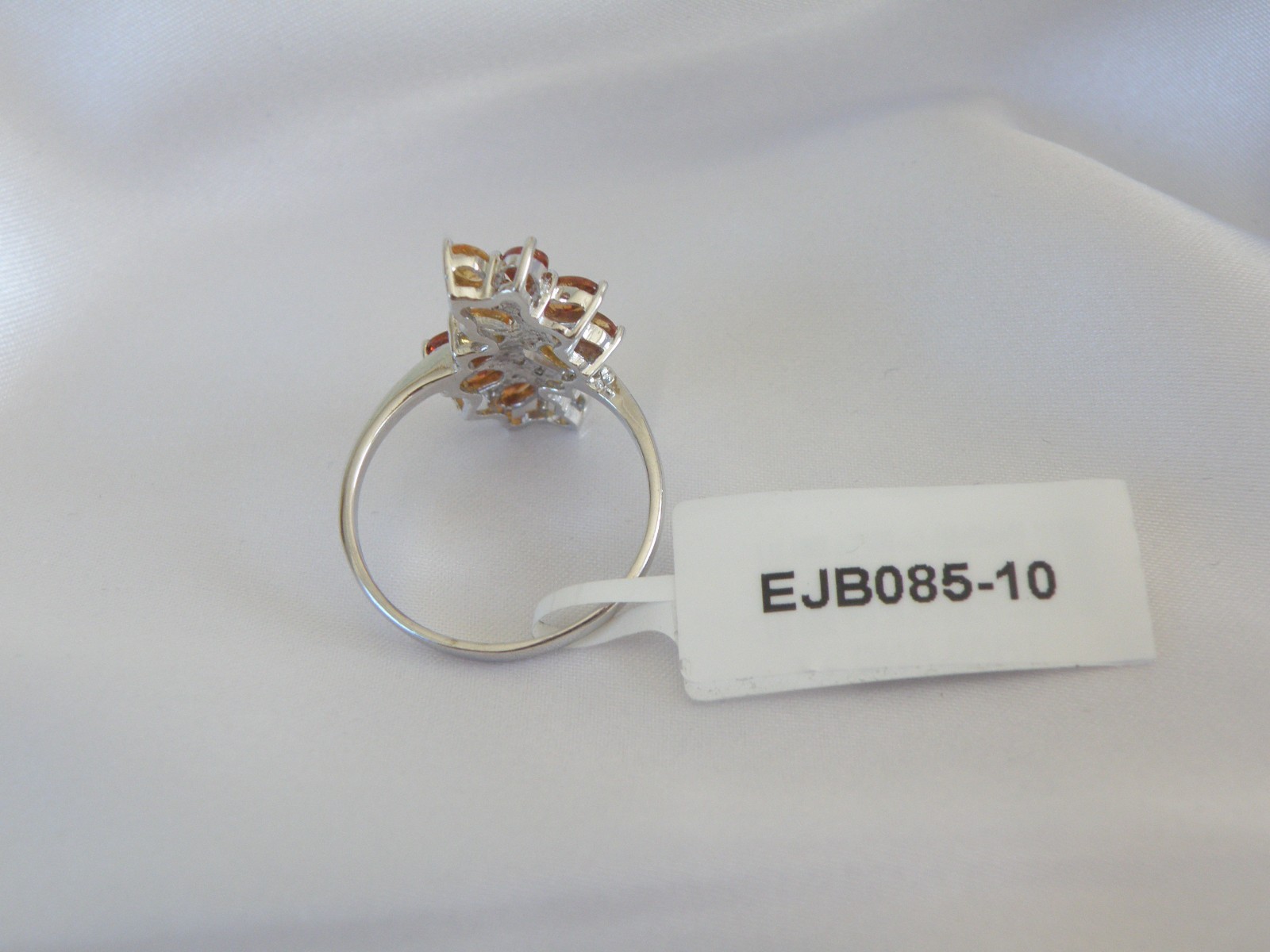Designer Sterling Silver 925 Natural Mandarin Orange Garnet Ring Size 10