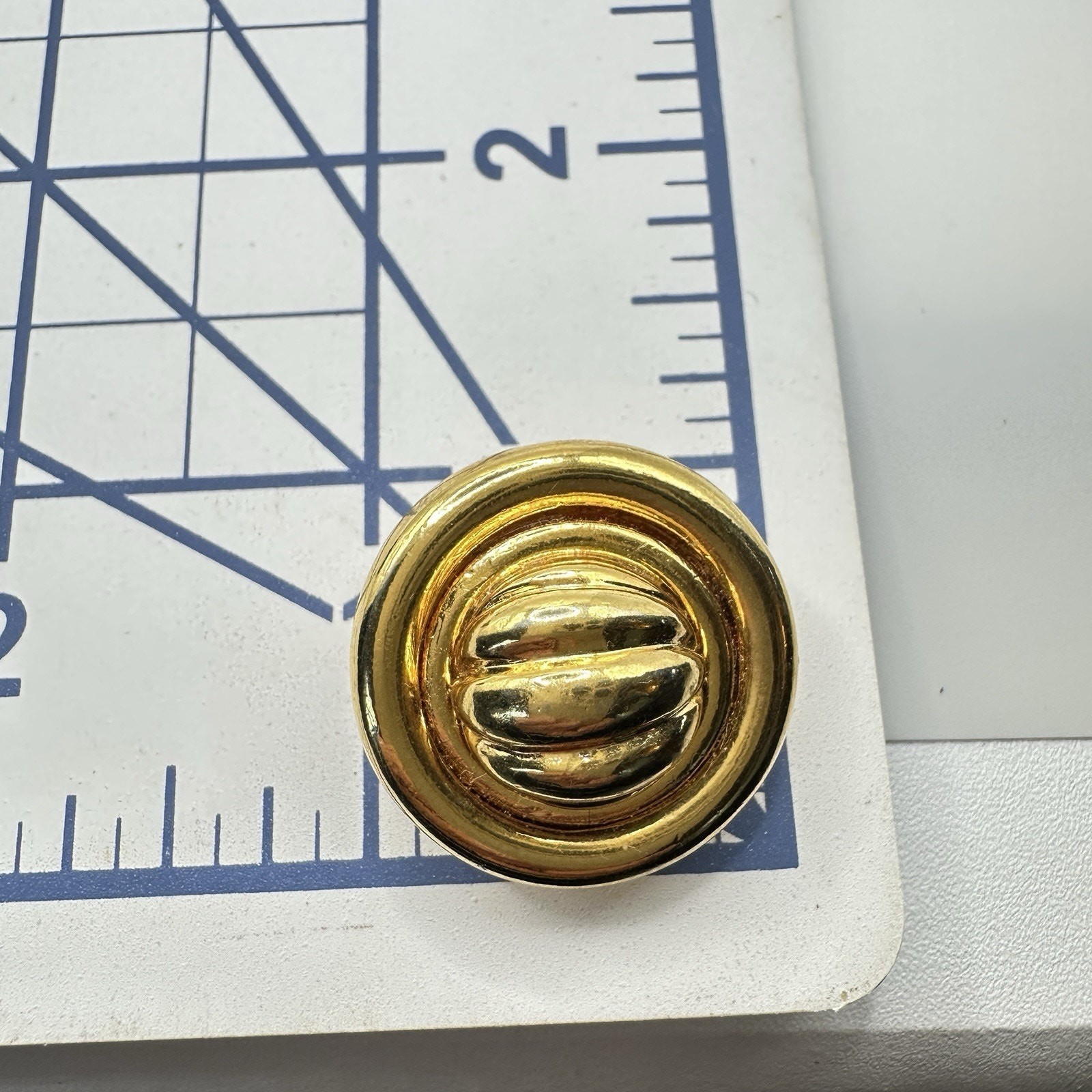 Jesara Vintage Gold Tone Clip-On Earrings Signed Textured Raised Button Style