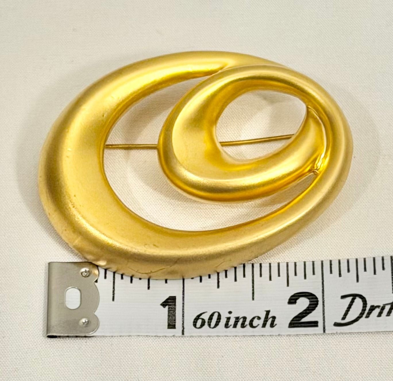 Vintage Large Gold Tone Sculptural Spiral Statement Brooch