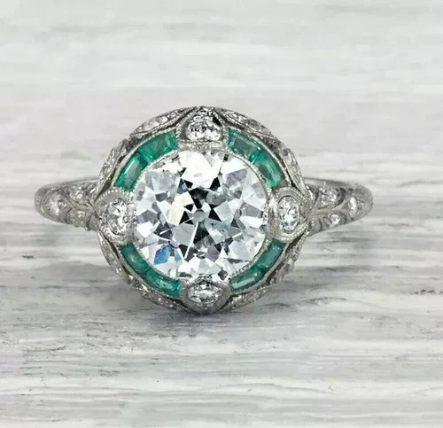 2.8Ct Art Deco Style Round Cut Lab Created Diamond 925 Silver Engagement Ring