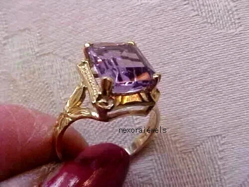 3.1Ct Emerald Cut Lab Created Amethyst Diamond Anniversary Gift 14k Gold FN Ring