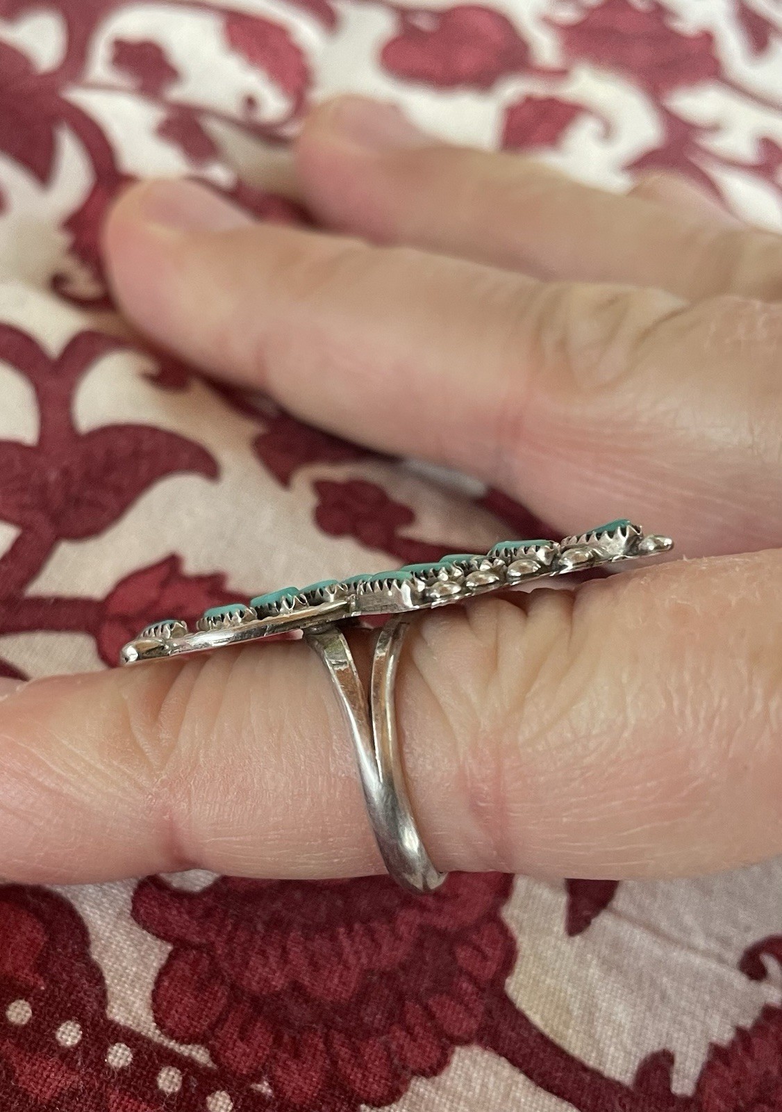 Vintage Native American Style Sterling Silver Turquoise Ring No Marks Size 5-1/4