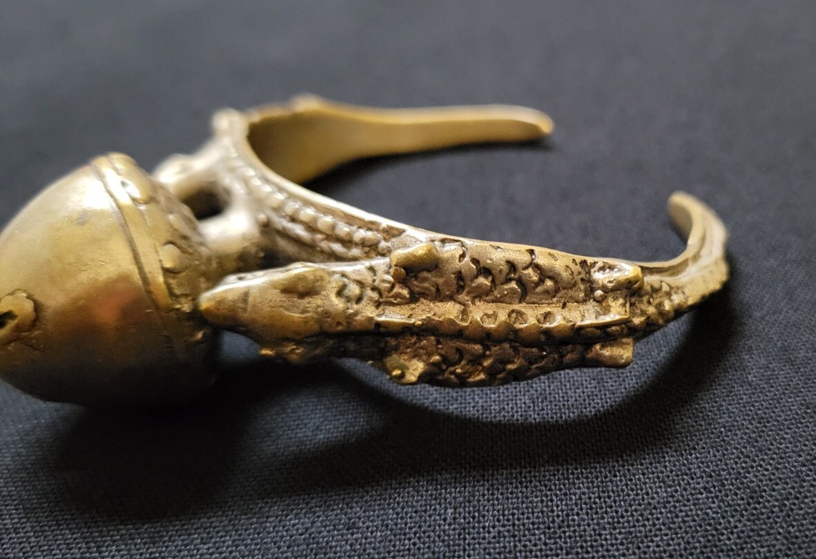 Vintage West African Ashanti Brass Crocodile Bracelet