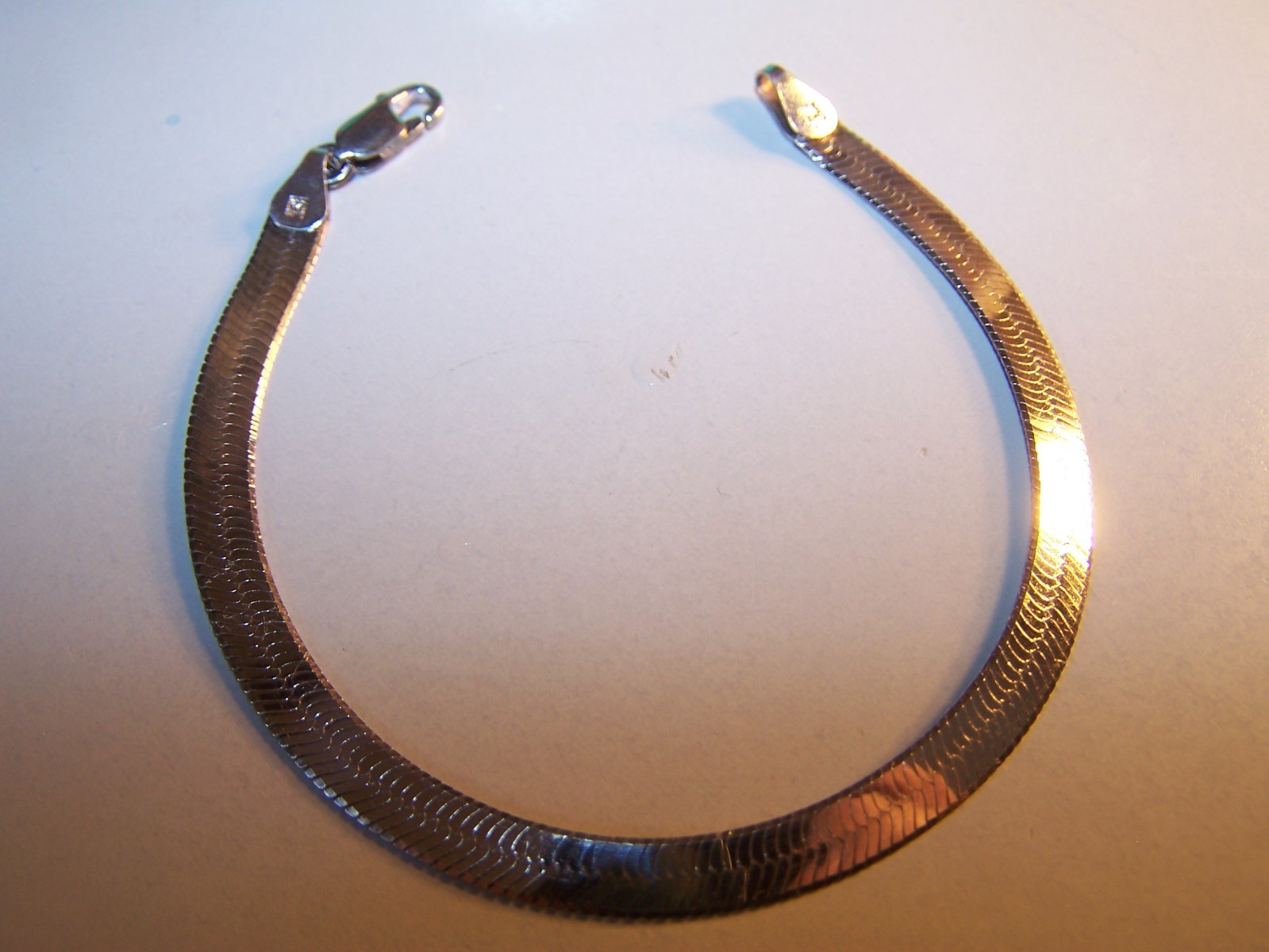 VINTAGE ESTATE ITALY DESIGN 6MM HERRINGBONE STERLING SILVER BRACELET 7″ SIGNED