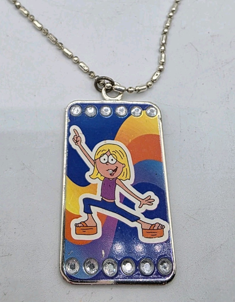 Vintage Y2K Disney Lizzie McGuire Dog Tag Pendant Necklace Jewelry Hillary Duff