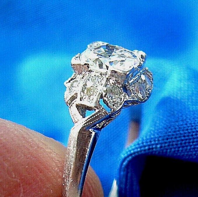 Original EARTH MINED DIAMOND Deco Engagement Ring Vintage PLATINUM Solitaire 6
