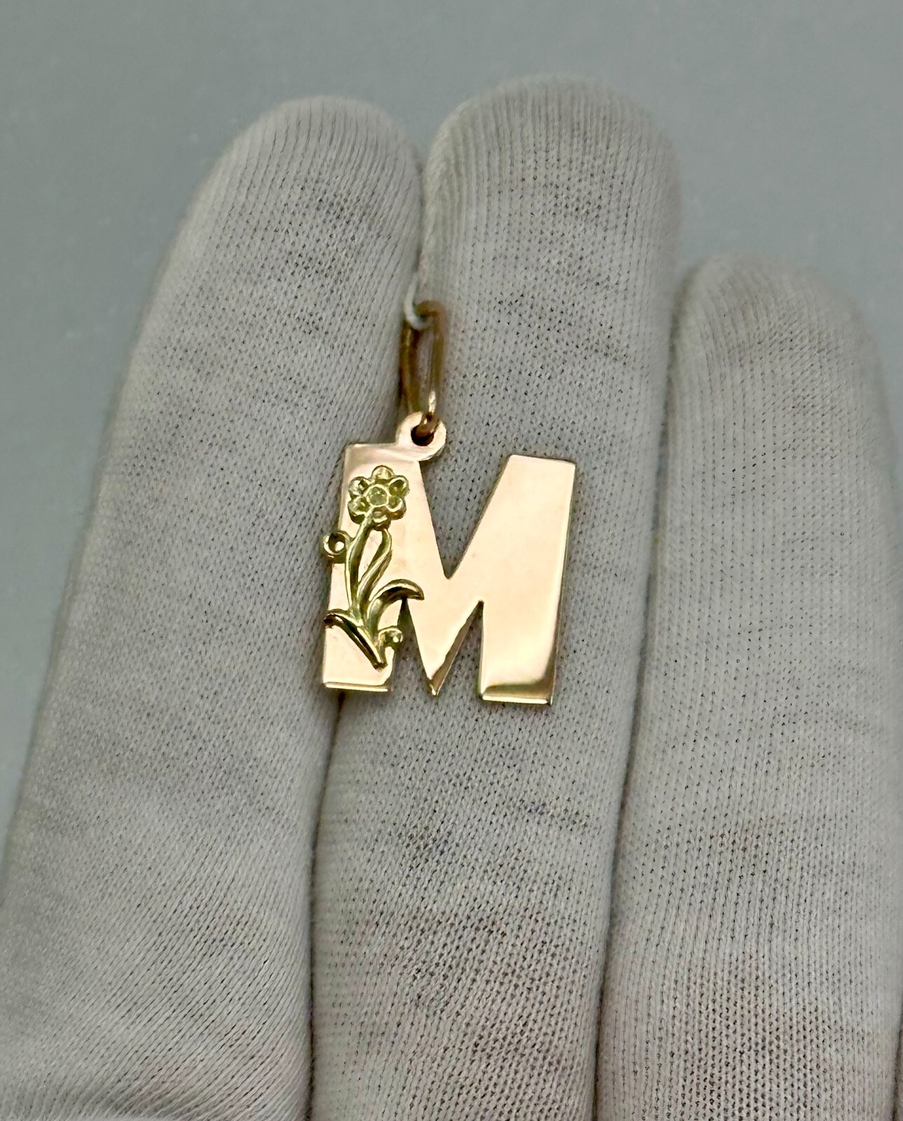 Vintage Original Rose & Yellow Gold Pendant Letter “M” 583 14K 1,80 g. Ukraine
