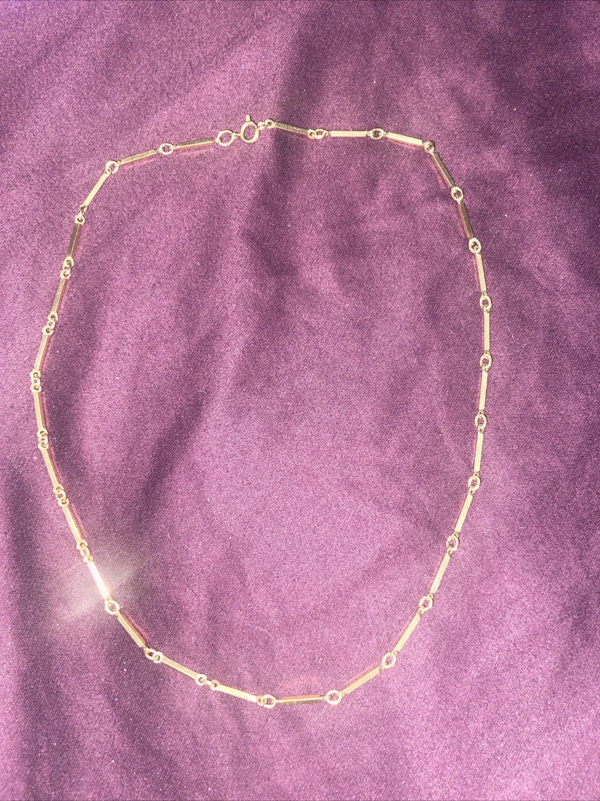 Vtg Retro 12K GOLD FILLED SPRING CLASP BAR LINK LOOP CHAIN NECKLACE 16” EVUC
