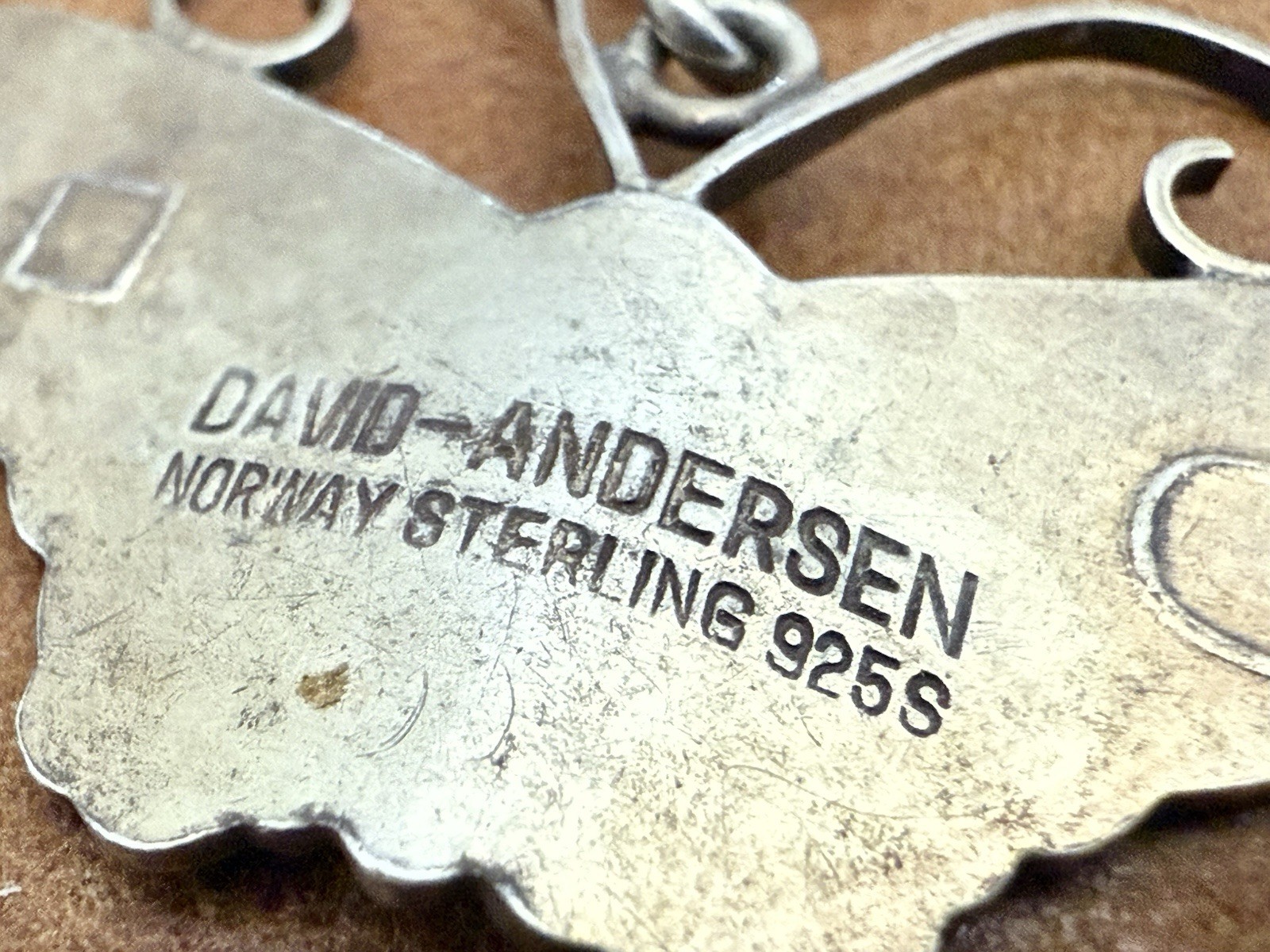 David-Andersen 925S Multi-Color Guilloche Enamel Butterfly Pendant Necklace 18”