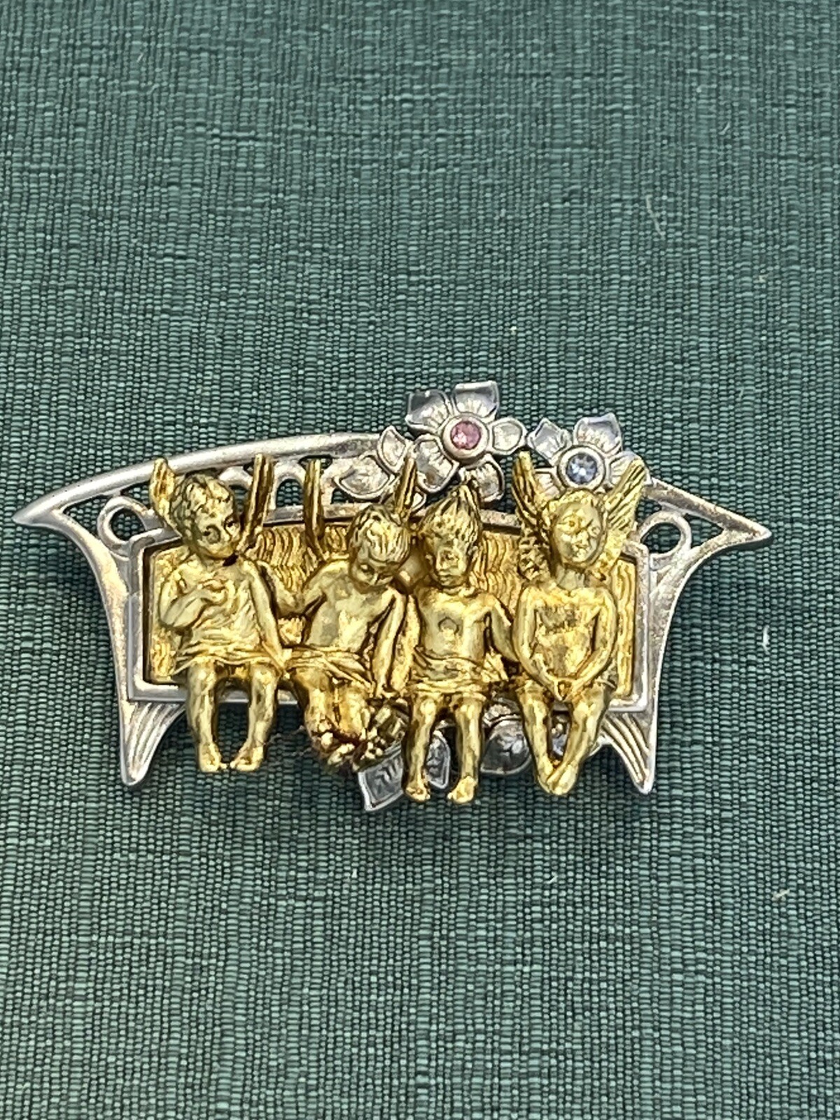 I Am Edgar Berebi My 4 In A Row Angel child Vintage Brooch pin jewelry Made 1999
