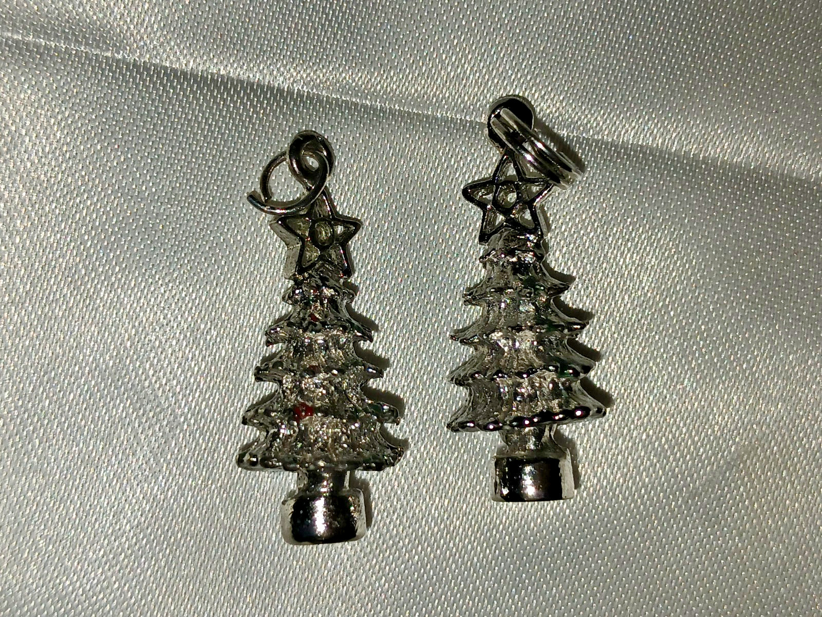 Vintage Lot of 9 Christmas Tree Pendants Charms 2 Sterling